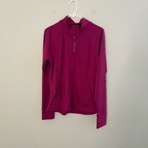 bebe Sport Women’s Magenta Pink Long Sleeve Top Medium Full Zip gym workout